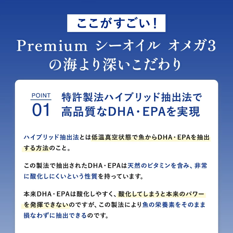 Premium シーオイル オメガ3 の海より深いこだわり