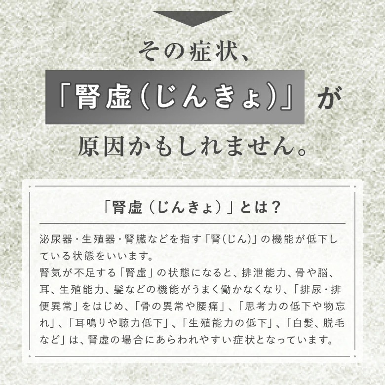 その症状、「腎(じんきょ)」が原因かもしれません。